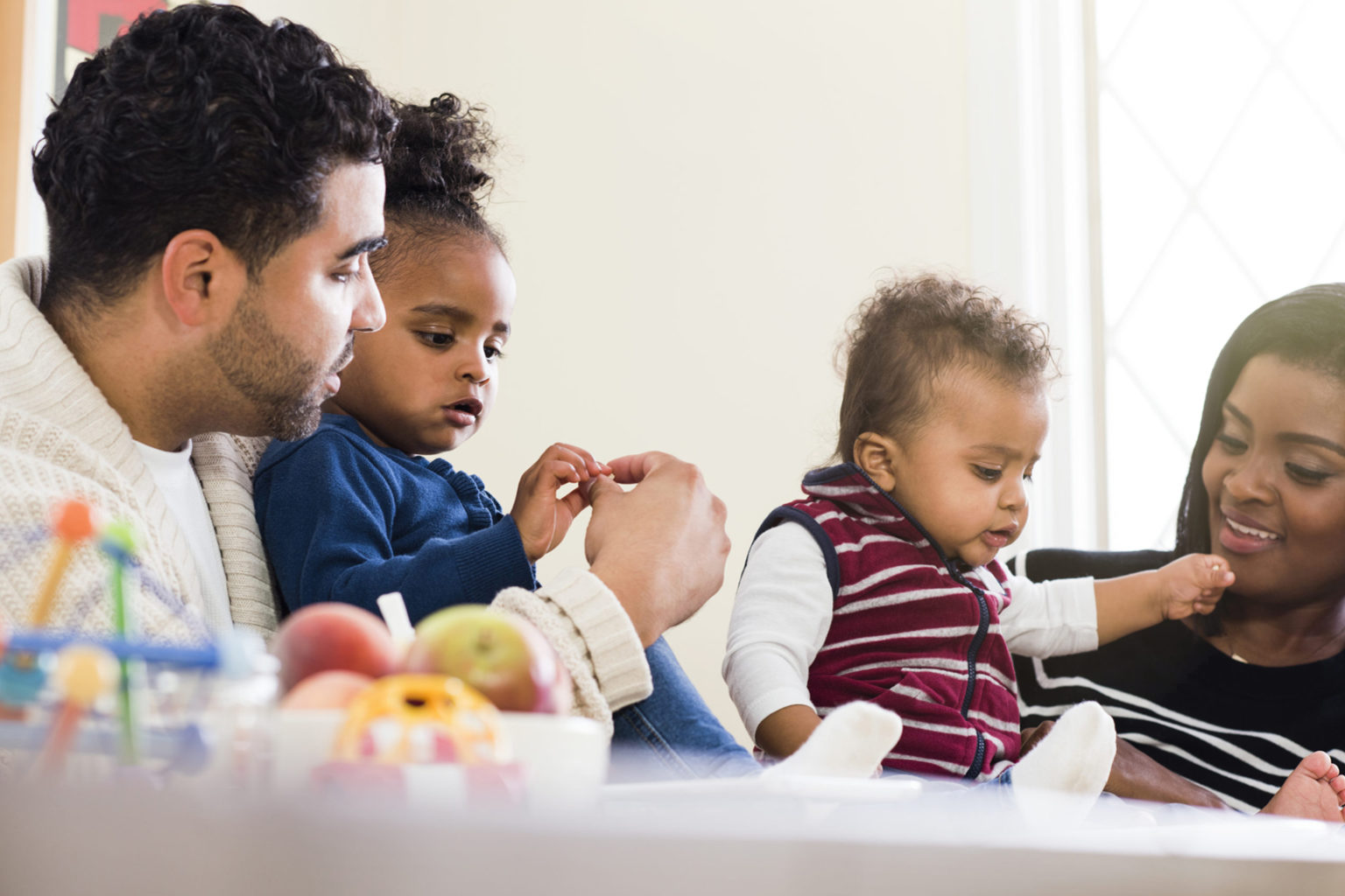 interracial parents interacting with children