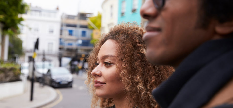 black couple smiling