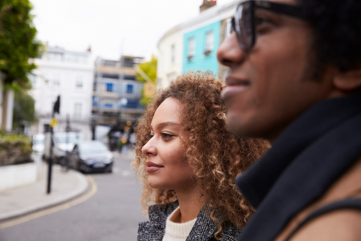 black couple smiling